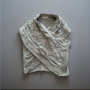 Anthropologie Sleeping on Snow Gray Cable-Knit Sweater Wrap - Women's Cozy M